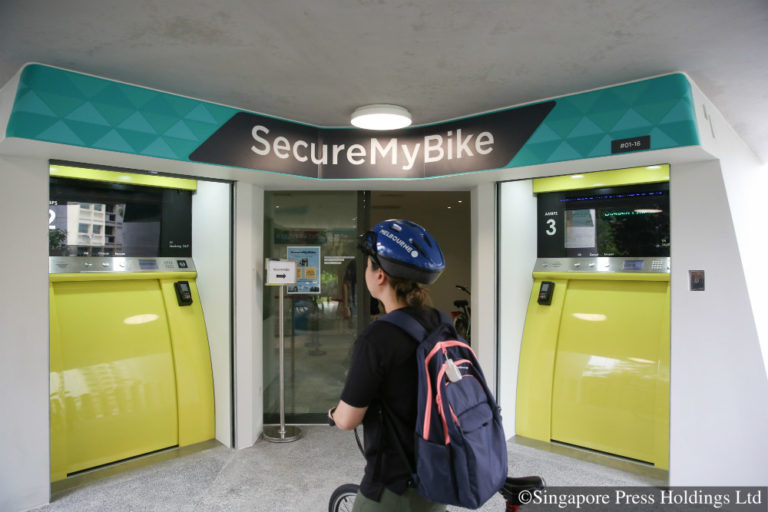 Singapore's first automated underground bicycle parking system in