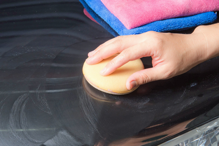 car detailing car wax application